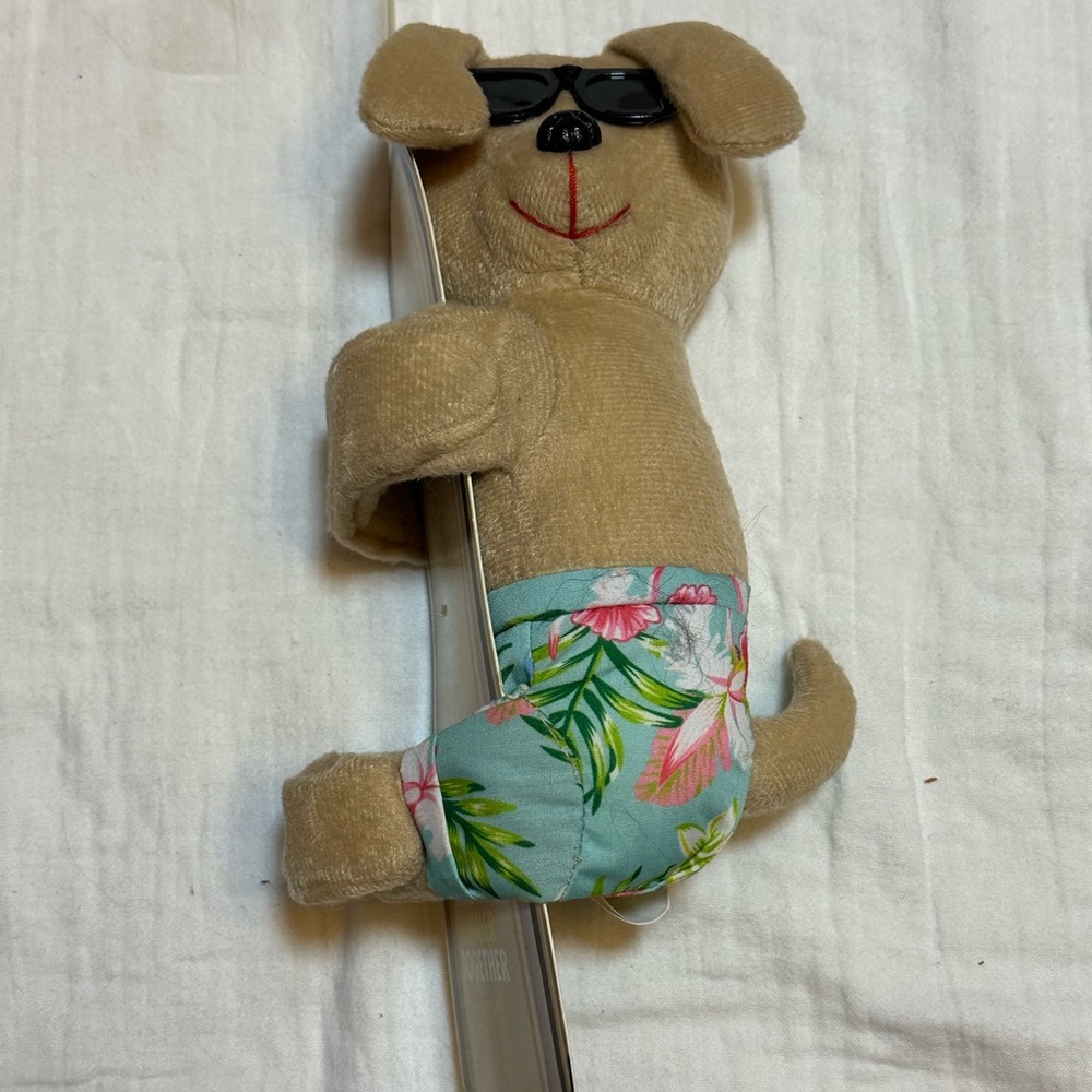 Plush Dog Sunglasses Toy with Tropical Shorts